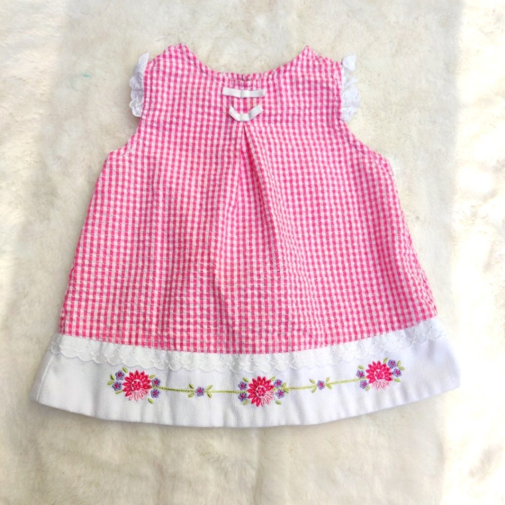 Pink and White Gingham Kids Casual Dress